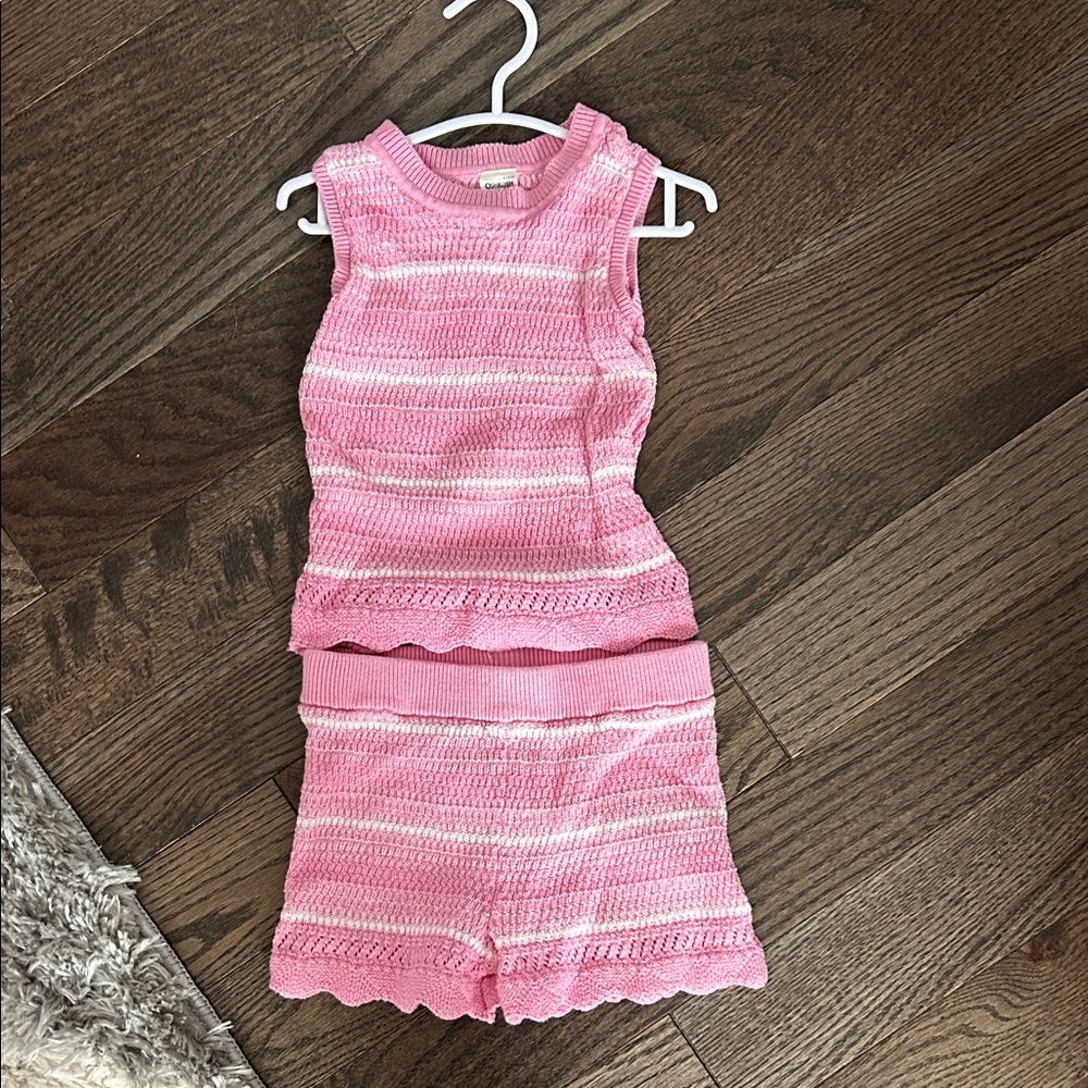 OshKosh B'gosh Pink and White Knit Shorts Set toddler girl